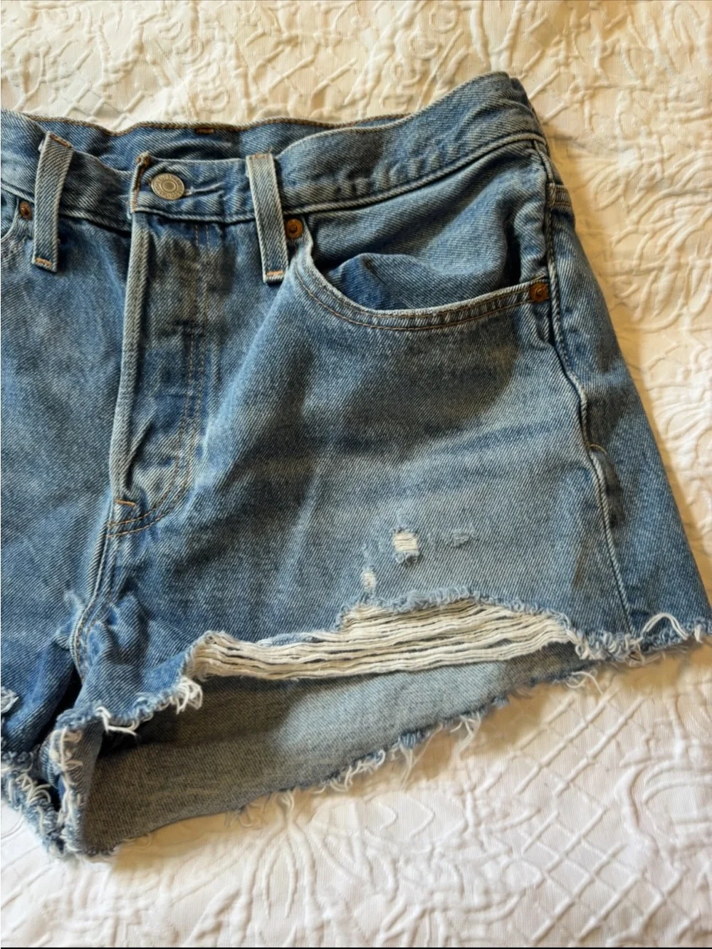 Women’s Distressed Denim Shorts - Blue